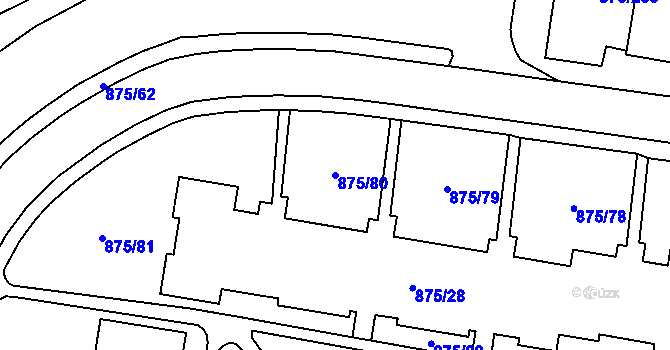 Parcela st. 875/80 v KÚ Kylešovice, Katastrální mapa