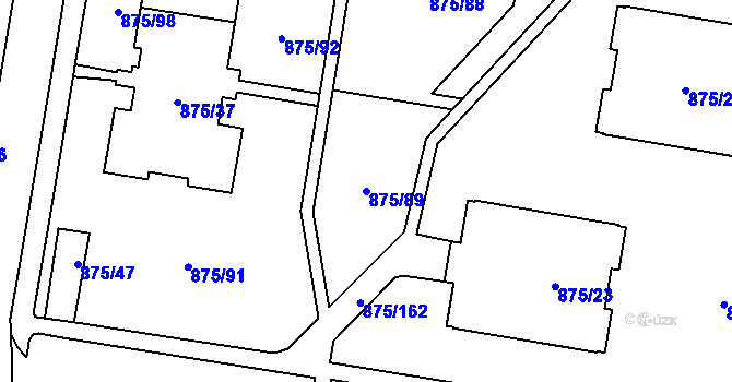 Parcela st. 875/89 v KÚ Kylešovice, Katastrální mapa