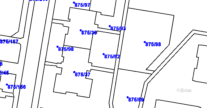 Parcela st. 875/92 v KÚ Kylešovice, Katastrální mapa