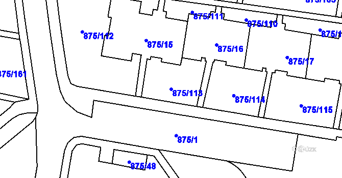 Parcela st. 875/113 v KÚ Kylešovice, Katastrální mapa