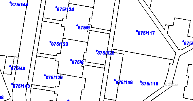 Parcela st. 875/126 v KÚ Kylešovice, Katastrální mapa