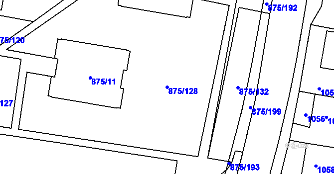 Parcela st. 875/128 v KÚ Kylešovice, Katastrální mapa