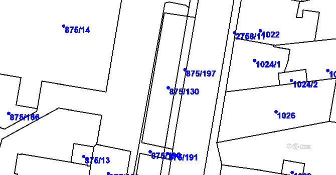 Parcela st. 875/130 v KÚ Kylešovice, Katastrální mapa