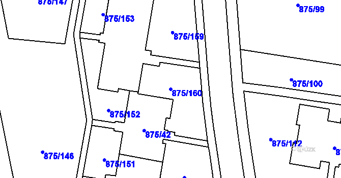 Parcela st. 875/160 v KÚ Kylešovice, Katastrální mapa