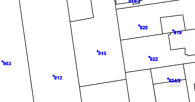 Parcela st. 915 v KÚ Kylešovice, Katastrální mapa