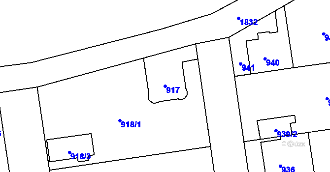 Parcela st. 917 v KÚ Kylešovice, Katastrální mapa