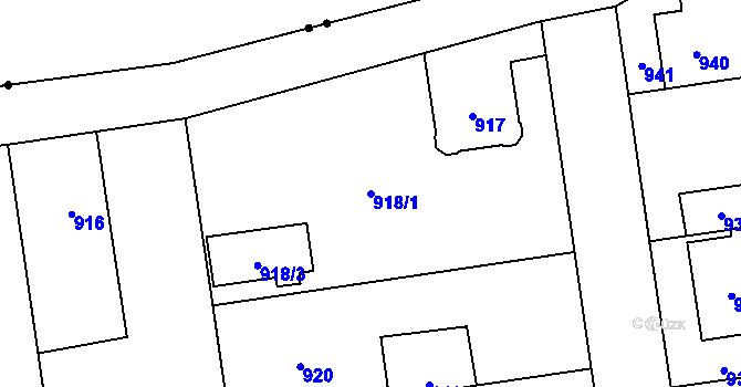 Parcela st. 918/1 v KÚ Kylešovice, Katastrální mapa