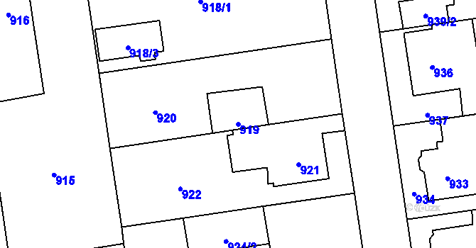 Parcela st. 919 v KÚ Kylešovice, Katastrální mapa