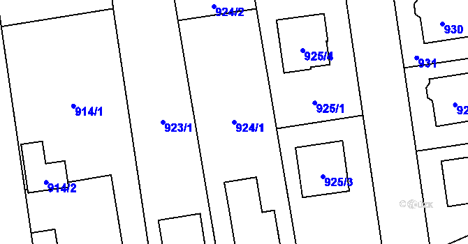 Parcela st. 924/1 v KÚ Kylešovice, Katastrální mapa
