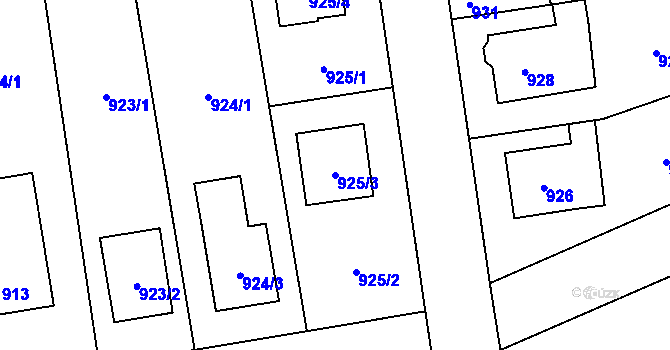 Parcela st. 925/3 v KÚ Kylešovice, Katastrální mapa