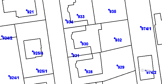 Parcela st. 930 v KÚ Kylešovice, Katastrální mapa