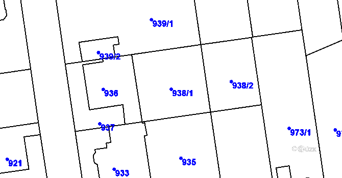 Parcela st. 938/1 v KÚ Kylešovice, Katastrální mapa