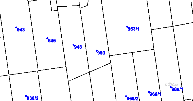 Parcela st. 950 v KÚ Kylešovice, Katastrální mapa