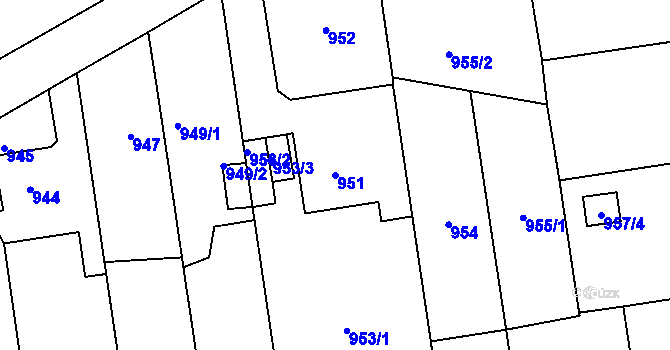 Parcela st. 951 v KÚ Kylešovice, Katastrální mapa