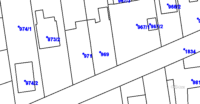 Parcela st. 969 v KÚ Kylešovice, Katastrální mapa
