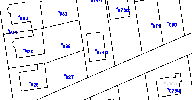 Parcela st. 974/2 v KÚ Kylešovice, Katastrální mapa