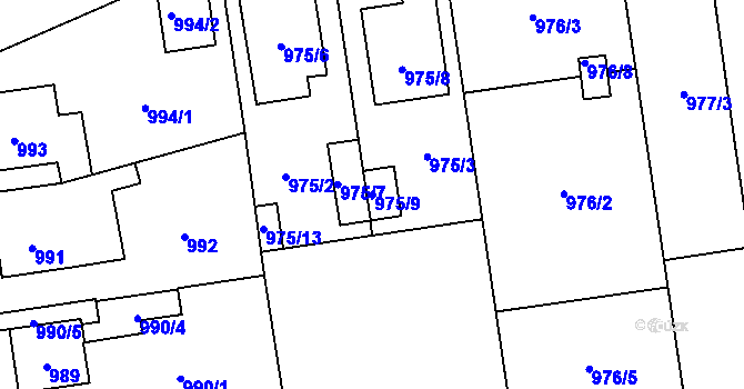 Parcela st. 975/9 v KÚ Kylešovice, Katastrální mapa