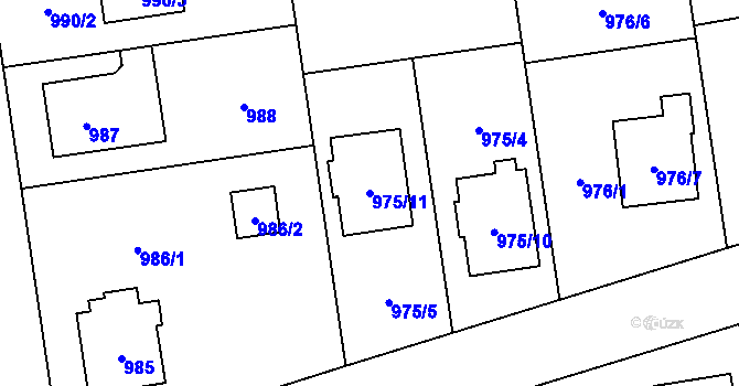 Parcela st. 975/11 v KÚ Kylešovice, Katastrální mapa