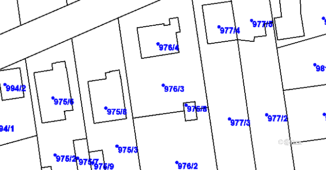 Parcela st. 976/3 v KÚ Kylešovice, Katastrální mapa