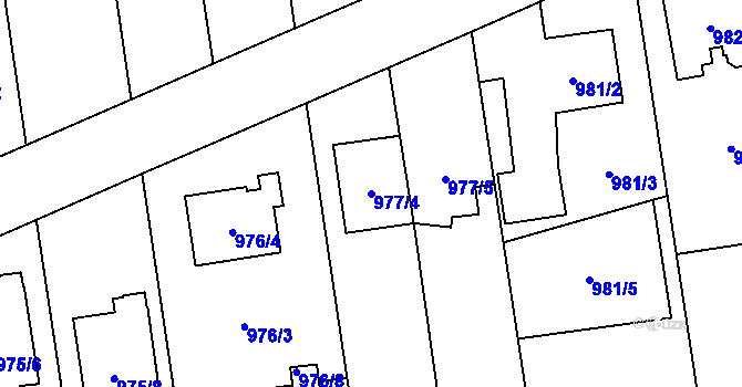 Parcela st. 977/4 v KÚ Kylešovice, Katastrální mapa