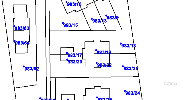 Parcela st. 983/19 v KÚ Kylešovice, Katastrální mapa