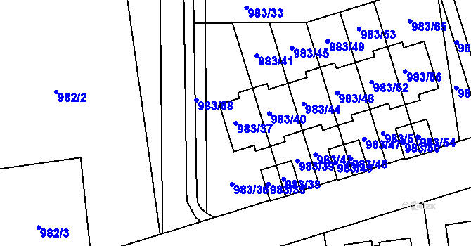 Parcela st. 983/37 v KÚ Kylešovice, Katastrální mapa
