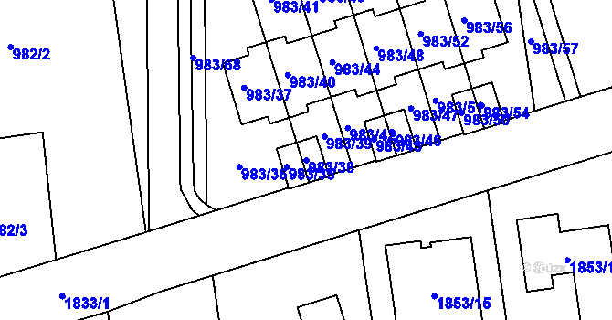 Parcela st. 983/38 v KÚ Kylešovice, Katastrální mapa