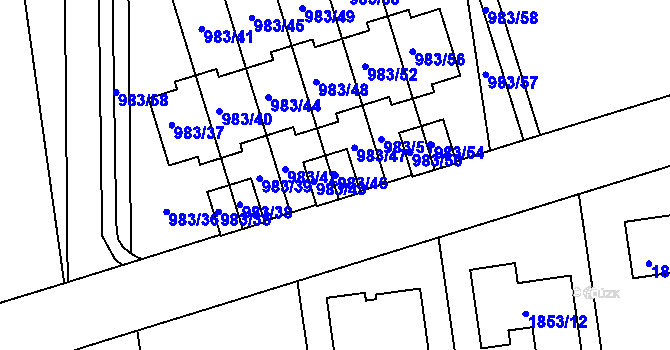 Parcela st. 983/46 v KÚ Kylešovice, Katastrální mapa