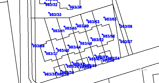 Parcela st. 983/48 v KÚ Kylešovice, Katastrální mapa