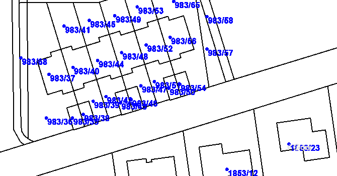 Parcela st. 983/50 v KÚ Kylešovice, Katastrální mapa
