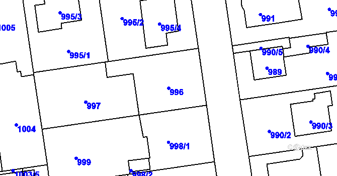 Parcela st. 996 v KÚ Kylešovice, Katastrální mapa