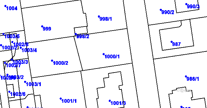 Parcela st. 1000/1 v KÚ Kylešovice, Katastrální mapa