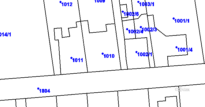 Parcela st. 1010 v KÚ Kylešovice, Katastrální mapa