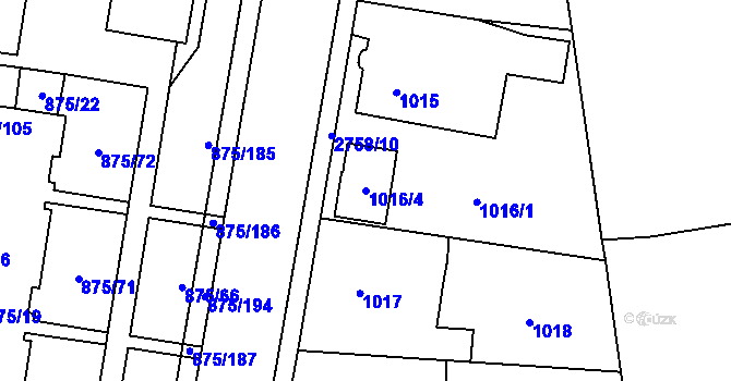Parcela st. 1016/4 v KÚ Kylešovice, Katastrální mapa