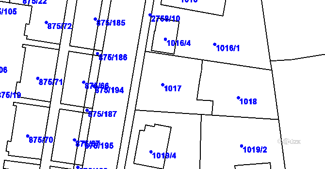 Parcela st. 1017 v KÚ Kylešovice, Katastrální mapa