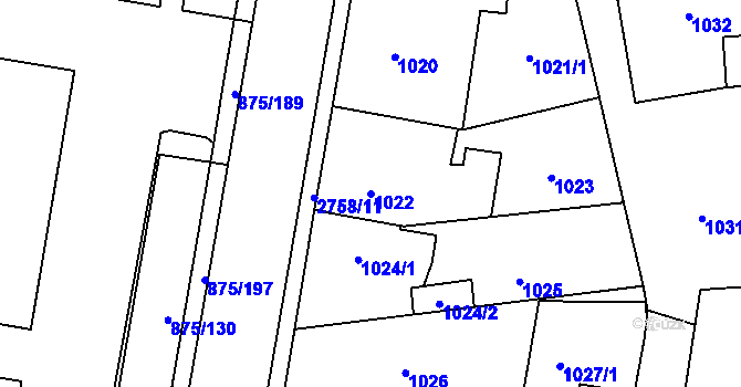 Parcela st. 1022 v KÚ Kylešovice, Katastrální mapa