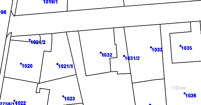 Parcela st. 1032 v KÚ Kylešovice, Katastrální mapa