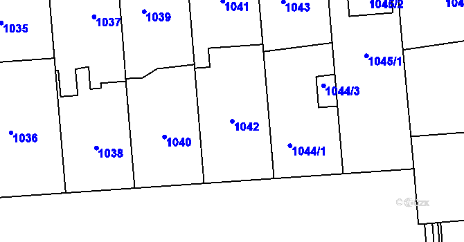Parcela st. 1042 v KÚ Kylešovice, Katastrální mapa