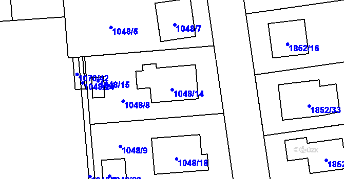 Parcela st. 1048/14 v KÚ Kylešovice, Katastrální mapa