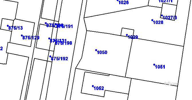 Parcela st. 1050 v KÚ Kylešovice, Katastrální mapa