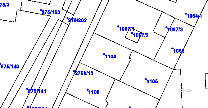 Parcela st. 1104 v KÚ Kylešovice, Katastrální mapa