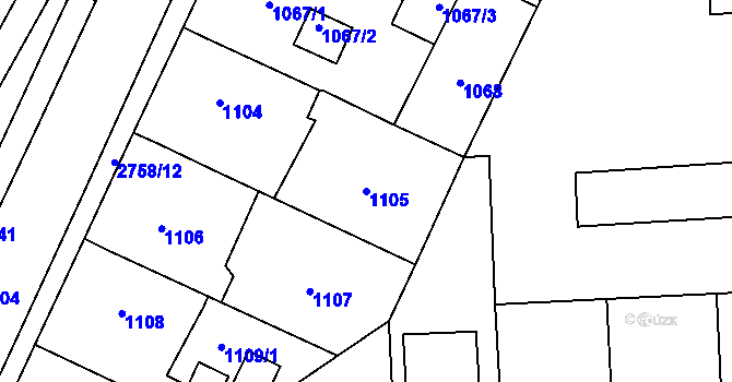 Parcela st. 1105 v KÚ Kylešovice, Katastrální mapa