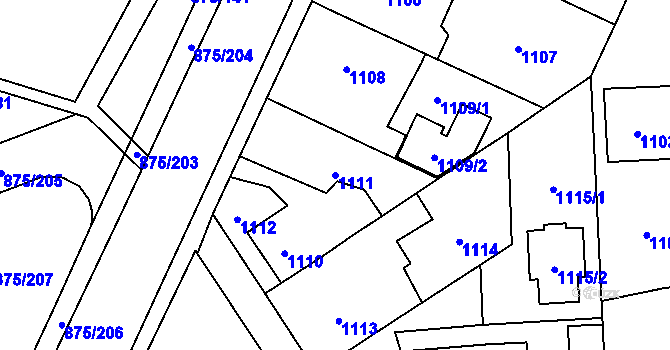 Parcela st. 1111 v KÚ Kylešovice, Katastrální mapa