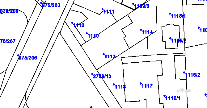 Parcela st. 1113 v KÚ Kylešovice, Katastrální mapa