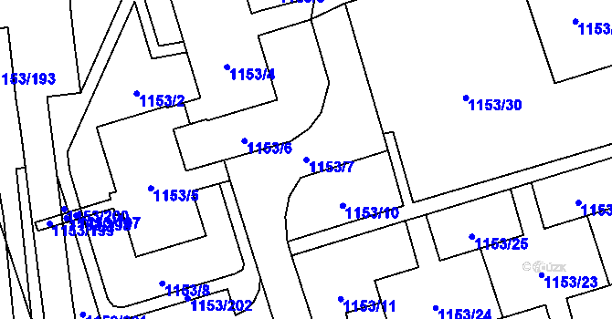 Parcela st. 1153/7 v KÚ Kylešovice, Katastrální mapa