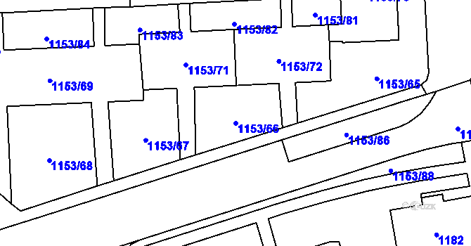 Parcela st. 1153/66 v KÚ Kylešovice, Katastrální mapa