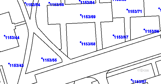 Parcela st. 1153/68 v KÚ Kylešovice, Katastrální mapa