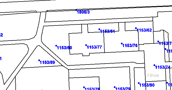 Parcela st. 1153/77 v KÚ Kylešovice, Katastrální mapa