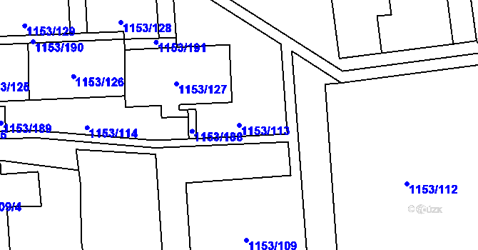 Parcela st. 1153/113 v KÚ Kylešovice, Katastrální mapa
