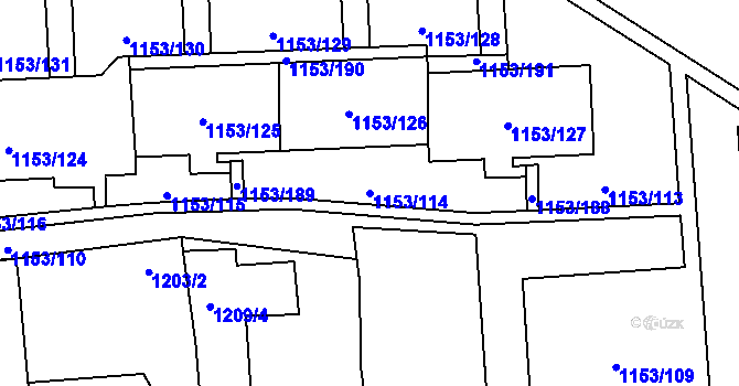 Parcela st. 1153/114 v KÚ Kylešovice, Katastrální mapa